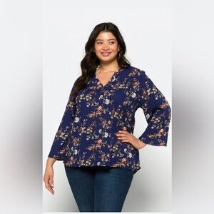 MONDAY FUN Kearney Henley Blouse 3XL